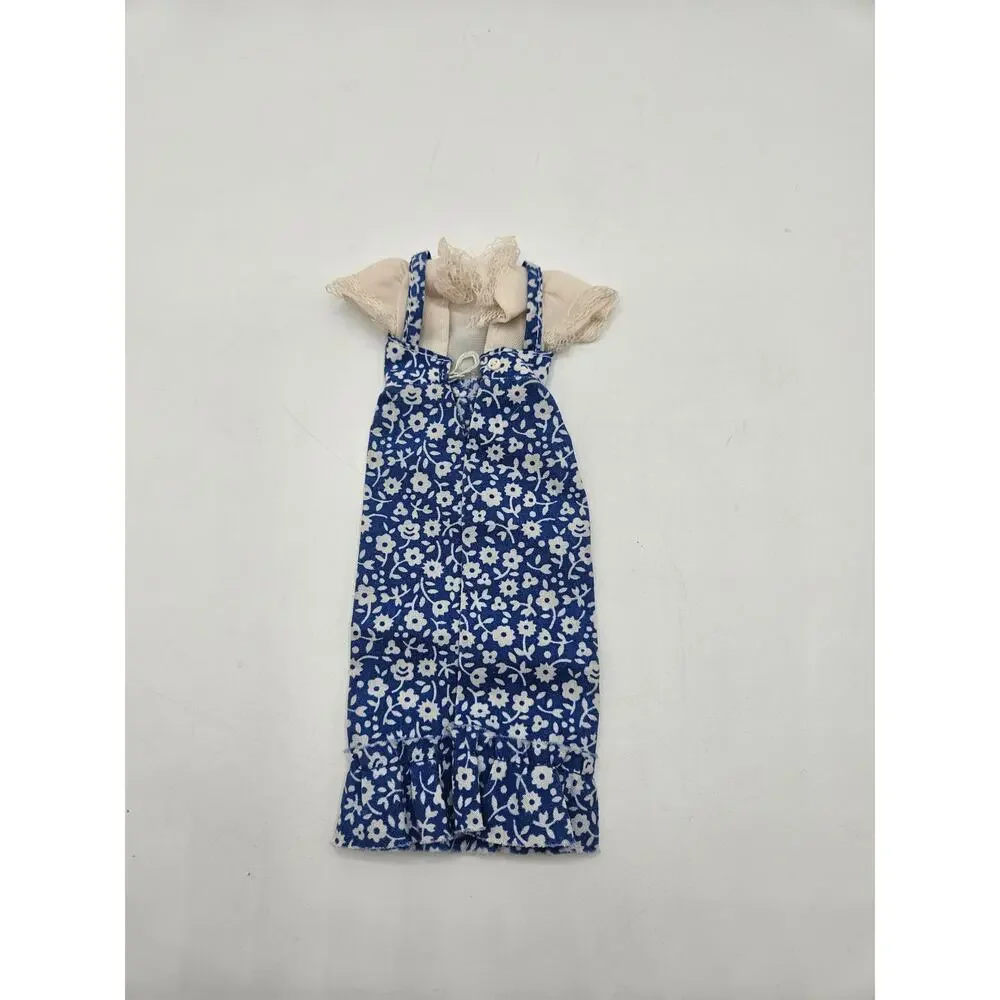 Vintage Mattel Barbie Skipper Floral Lace Maxi Dress 1976 Blue‎ White #9123